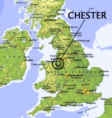 Честер находится на севере Великобритании, в графстве Чешир